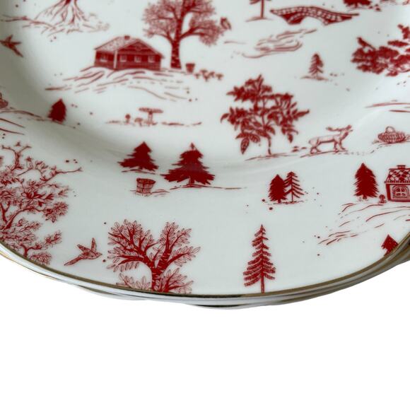 Grace Teaware Christmas Porcelain Salad Plates 8in Set of 4 Holiday Red & White - Picture 12 of 16